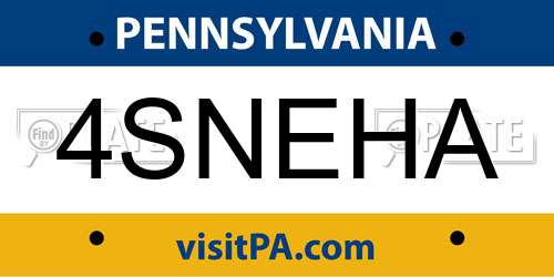4SNEHA Pennsylvania License Plate