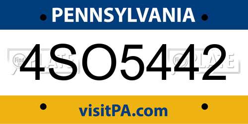 4SO5442 Pennsylvania License Plate