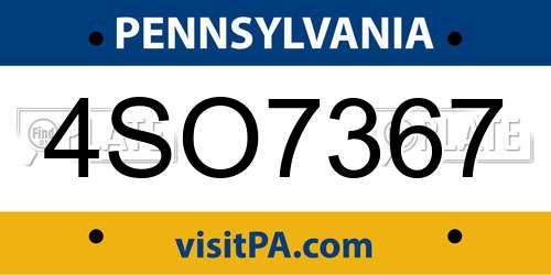 4SO7367 Pennsylvania License Plate