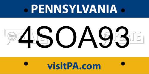 4SOA93 Pennsylvania License Plate