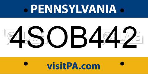 4SOB442 Pennsylvania License Plate