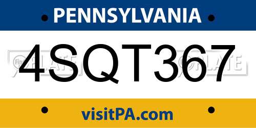 4SQT367 Pennsylvania License Plate