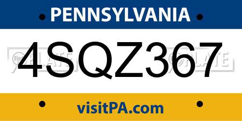 4SQZ367 Pennsylvania License Plate