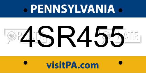 4SR455 Pennsylvania License Plate
