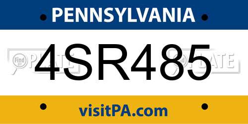 4SR485 Pennsylvania License Plate