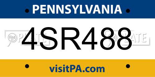 4SR488 Pennsylvania License Plate