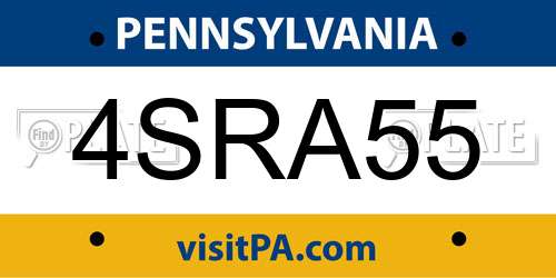 4SRA55 Pennsylvania License Plate