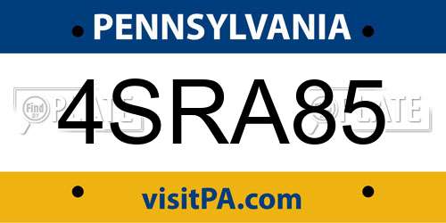 4SRA85 Pennsylvania License Plate