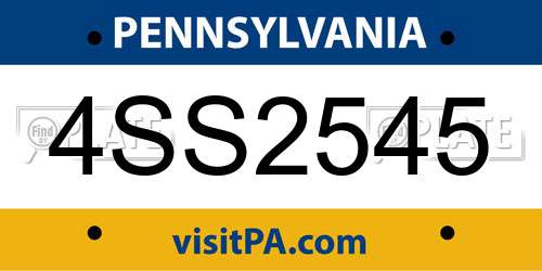4SS2545 Pennsylvania License Plate