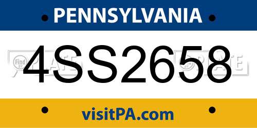 4SS2658 Pennsylvania License Plate