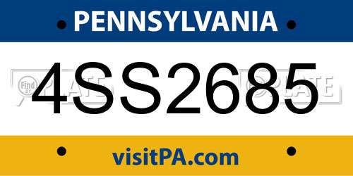 4SS2685 Pennsylvania License Plate