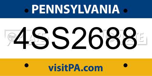 4SS2688 Pennsylvania License Plate
