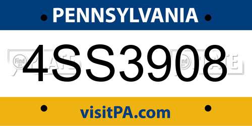 4SS3908 Pennsylvania License Plate