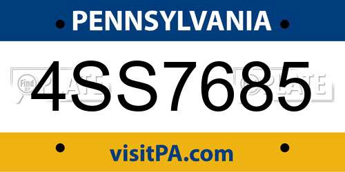 4SS7685 Pennsylvania License Plate