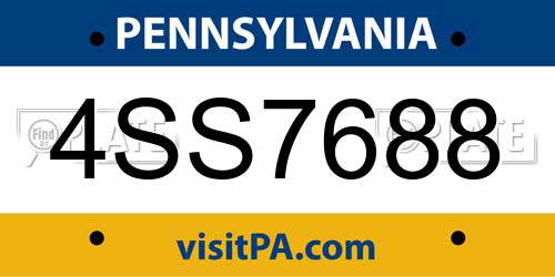4SS7688 Pennsylvania License Plate