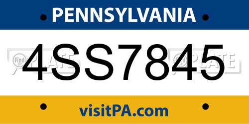4SS7845 Pennsylvania License Plate