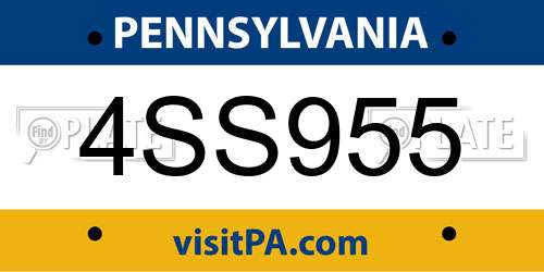 4SS955 Pennsylvania License Plate
