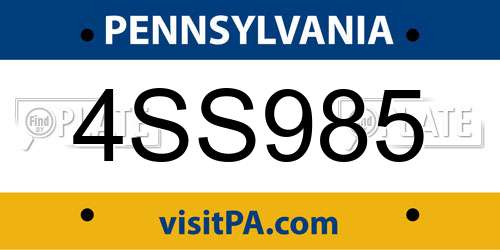 4SS985 Pennsylvania License Plate