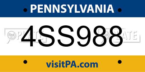 4SS988 Pennsylvania License Plate