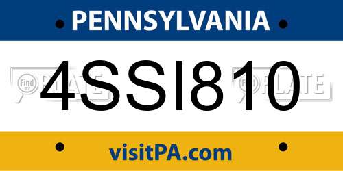 4SSI810 Pennsylvania License Plate