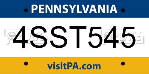 4SST545 Pennsylvania License Plate