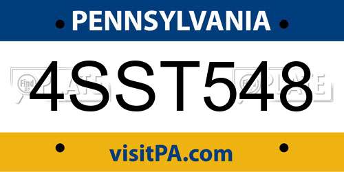 4SST548 Pennsylvania License Plate