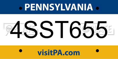 4SST655 Pennsylvania License Plate