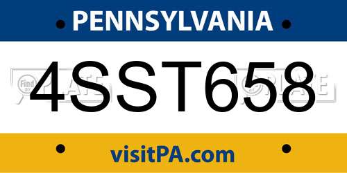 4SST658 Pennsylvania License Plate