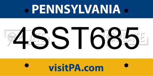 4SST685 Pennsylvania License Plate