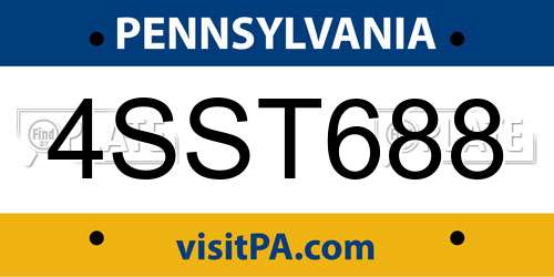 4SST688 Pennsylvania License Plate