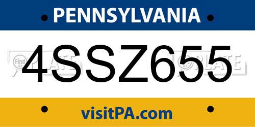 4SSZ655 Pennsylvania License Plate