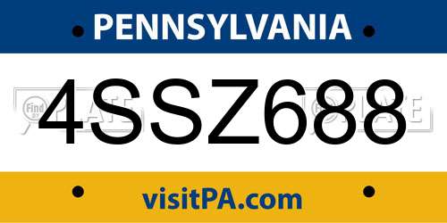 4SSZ688 Pennsylvania License Plate