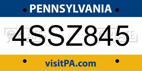 4SSZ845 Pennsylvania License Plate