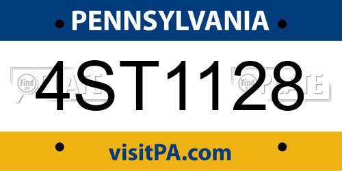 4ST1128 Pennsylvania License Plate