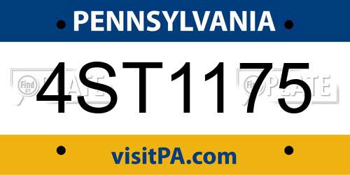 4ST1175 Pennsylvania License Plate
