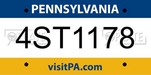 4ST1178 Pennsylvania License Plate