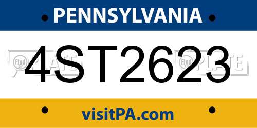 4ST2623 Pennsylvania License Plate