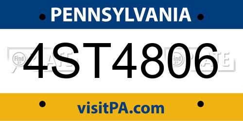 4ST4806 Pennsylvania License Plate