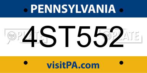 4ST552 Pennsylvania License Plate