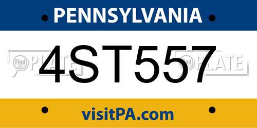 4ST557 Pennsylvania License Plate
