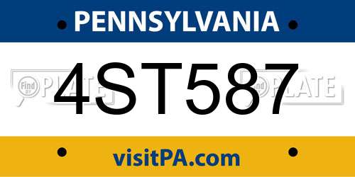 4ST587 Pennsylvania License Plate