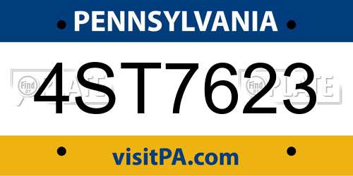 4ST7623 Pennsylvania License Plate