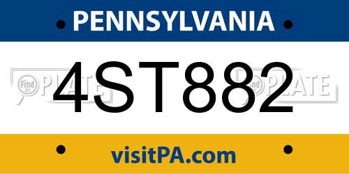 4ST882 Pennsylvania License Plate