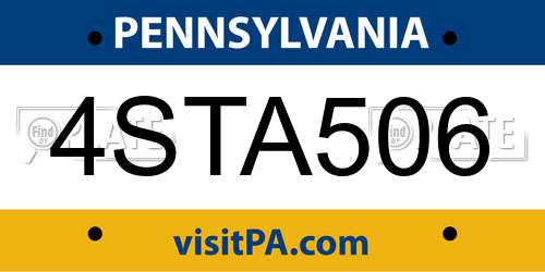 4STA506 Pennsylvania License Plate