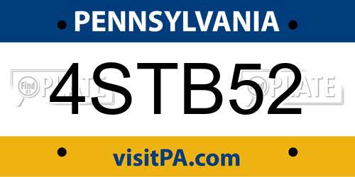 4STB52 Pennsylvania License Plate