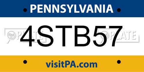 4STB57 Pennsylvania License Plate