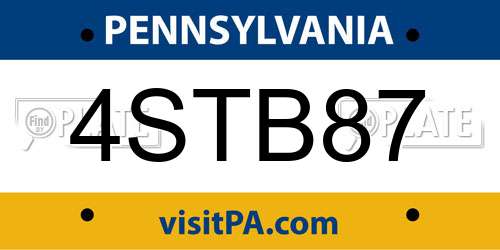 4STB87 Pennsylvania License Plate