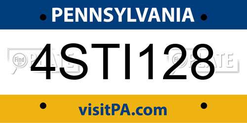 4STI128 Pennsylvania License Plate