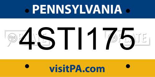 4STI175 Pennsylvania License Plate