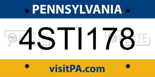 4STI178 Pennsylvania License Plate